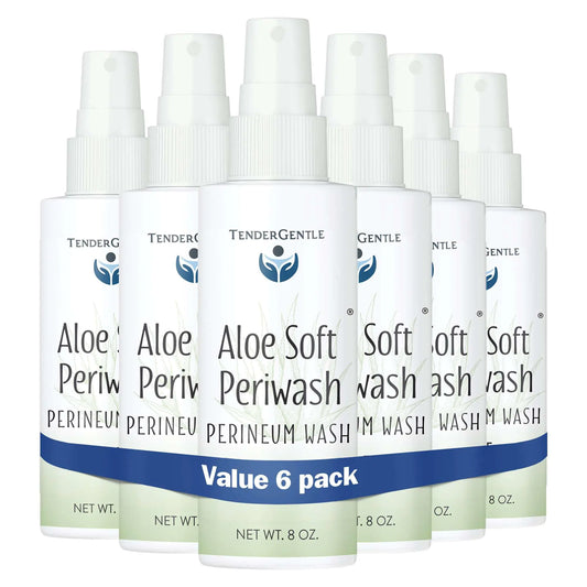 Aloe Soft Perineal Spray - Pack of 6 8 oz Rinse Free Perineum Wash - Cleanses and Soothes - Made with Aloe Vera Extract